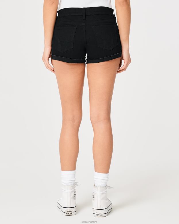 Bottoms Hollister Women Low-Rise Distressed Black Denim Shorts 3\\ 48820686 Black Ripped